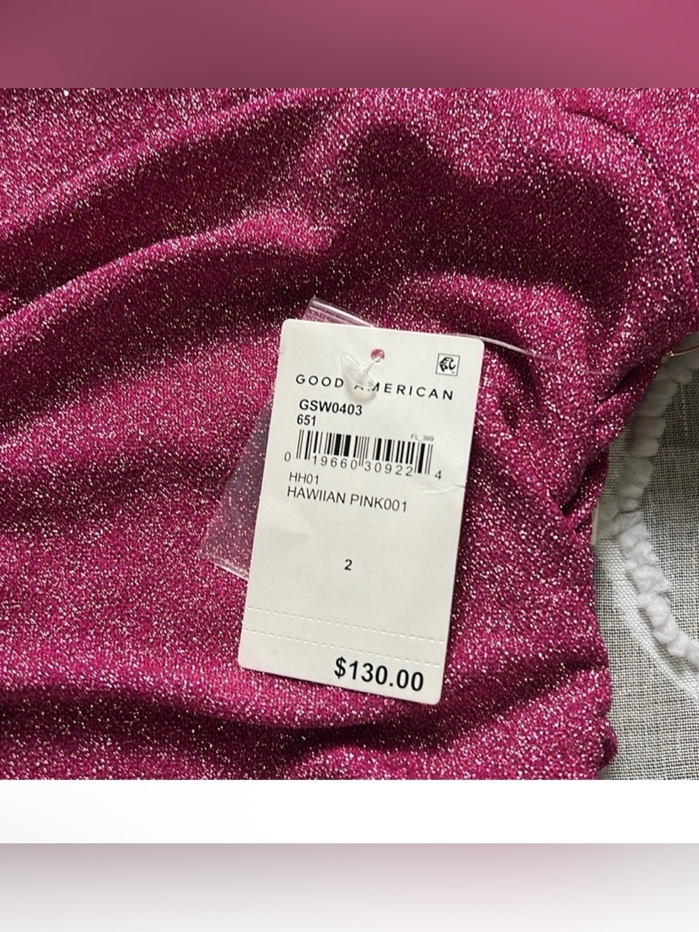 Good American Pink Sparkle Metallic Ruched Mini Dress Long Sleeve Sz 2 NWT - Picture 7 of 11
